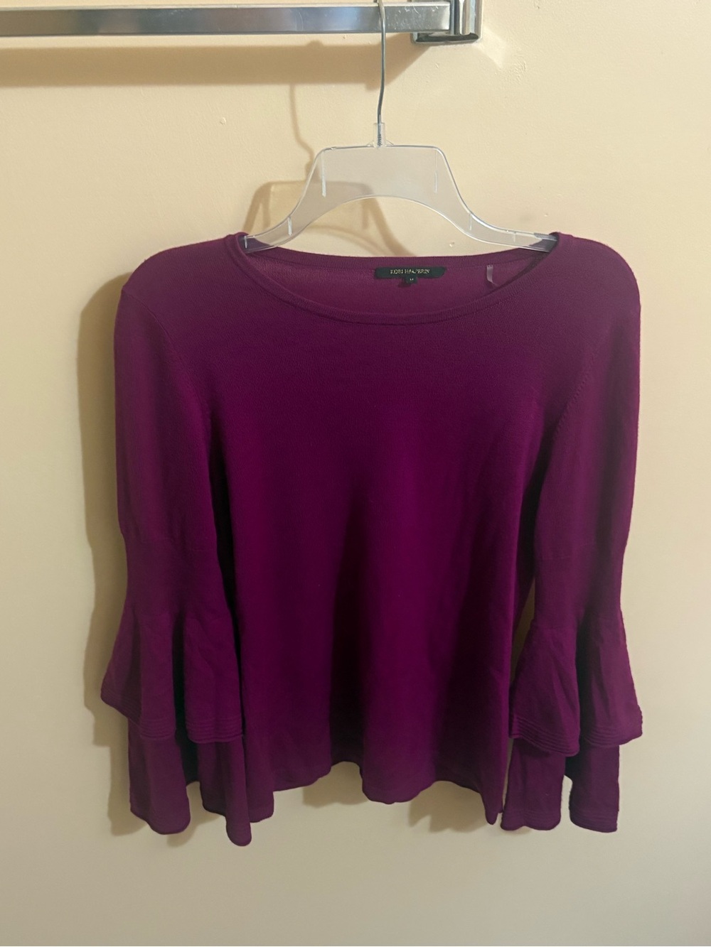 Kobi Halperin 100% merino wool fuchsia bell sleeve sweater
